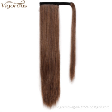 Vigorous Straight Long Ponytail Hair Extension Clip in Wrap Around Synthetic Pony Tail Hairpieces for Women 22" 2/30 Color
